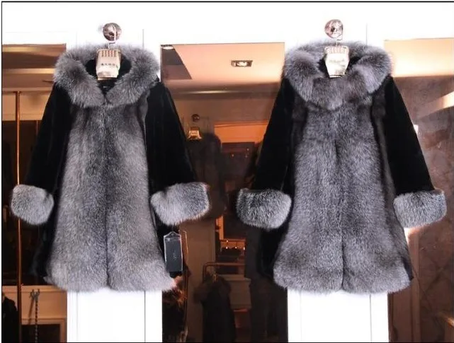 Размера плюс зимняя Для женщин пальто с искусственным мехом Повседневное средней длины из искусственного лисьего меха Меховая куртка верхняя одежда, женская верхняя одежда, теплое пальто с капюшоном 4XL