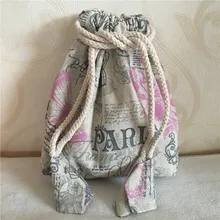 Yile белье хлопок drawstring многоцелевой органайзер Bag Косметическая телефон сумка цветок бабочка Париж башня