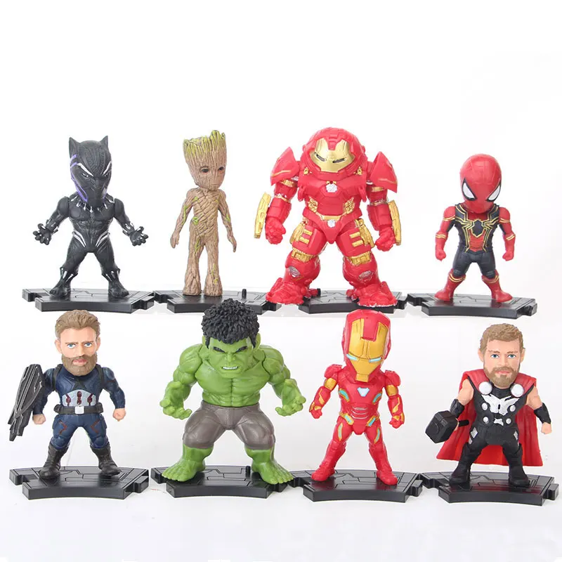 

8 Pieces Marvel The Avengers Infinity War Captain America Hulk Thor Iron Man Spider man Superhero Model Doll Children Gift Toy