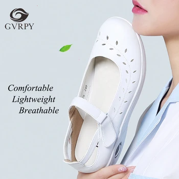 エアクッションナース靴フラットソフト底中空通気性ノンスリップ韓国病院美容サロン医療靴女性