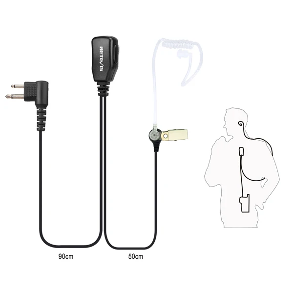 US Retevis M001 2 Pin PTT Mic Covert Acoustic Tube Earpiece Headset For Motorola