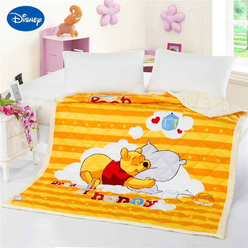 

Orange Stripe Disney Winnie the Pooh Quilt Summer Comforters Bedding Cotton Fabric Baby Child Bed Cover Coverlet Cartoon Bedroom