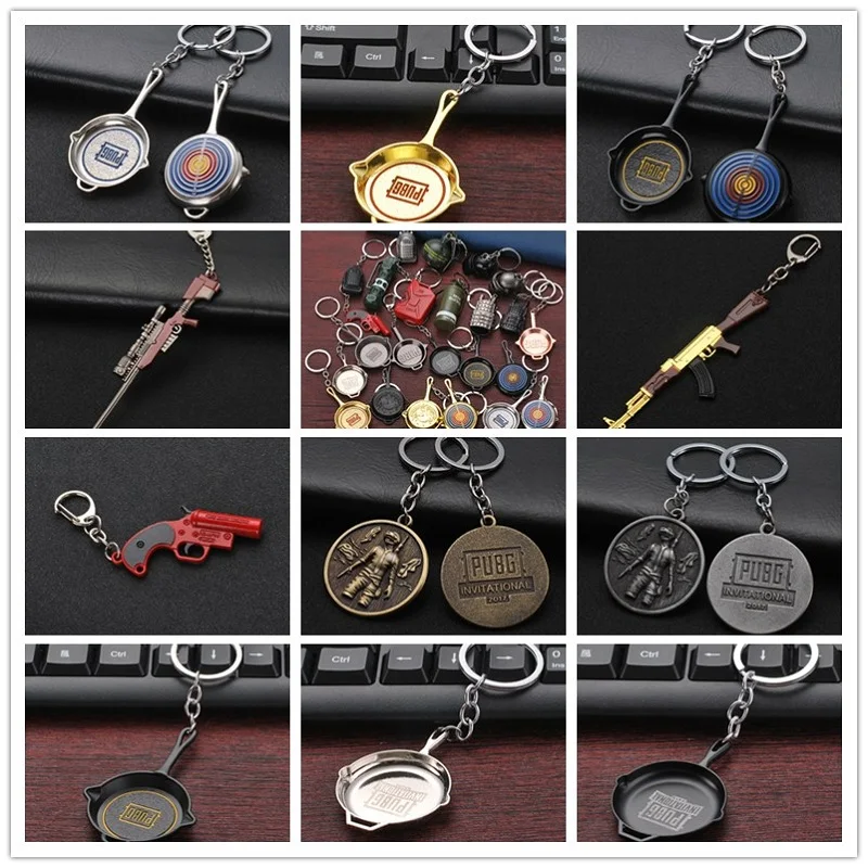 

Jedi Survival Escape Kill Eat Chicken Game Surrounding Weapons Model 98K Sniper Rifle Metal Pan Key Chain Pendant PUBG Gift