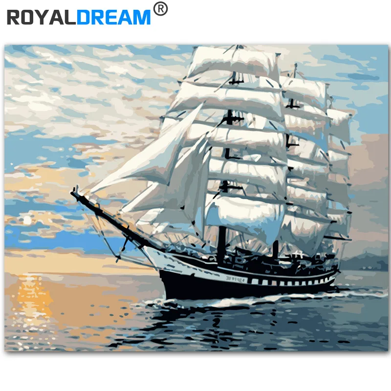 Набор для рисования по номерам на холсте ROYALDREAM парусник набор | Дом и сад