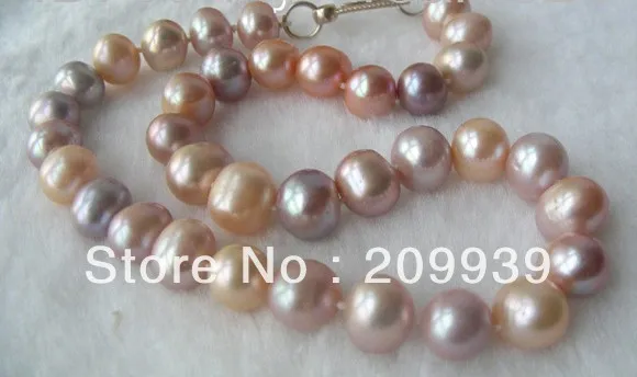 

huij 002794 SUPERB 14mm round pink purple freshwater cultured pearls necklace