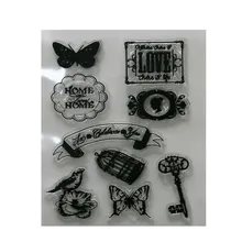 1 шт. кремниевый прозрачный штамп перо Марка с бабочкой DIY Скрапбукинг/изготовление карт/украшения