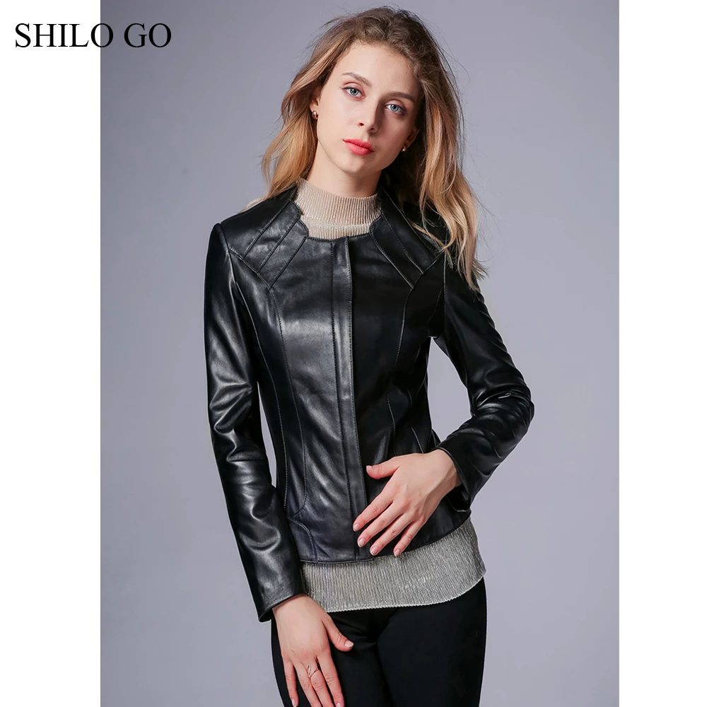 Кожаная куртка SHILO GO осенняя модная из натуральной овчины с воротником на молнии