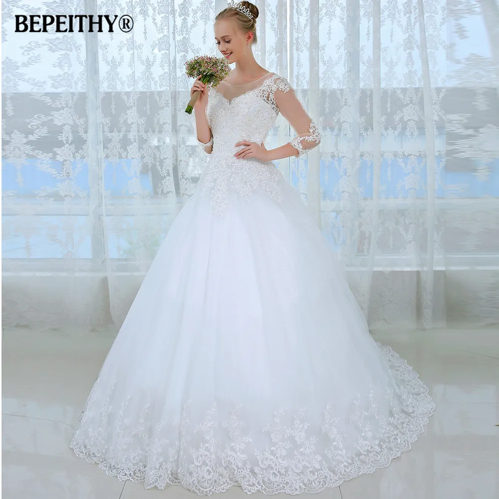 Новое прозрачное зимнее свадебное платье с рукавами три четверти Casamento Robe De Mariage, сексуальные свадебные платья, дешевое свадебное платье es
