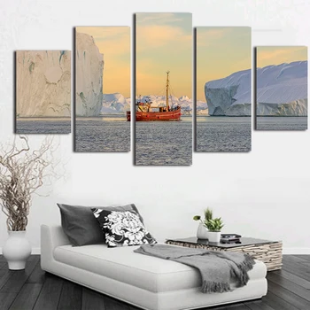 

The Arctic Ocean Canvas Paintings Canvas 5 Piece Wall Art Fashion Poster and Prints Monet Style Scenery Photography Printed