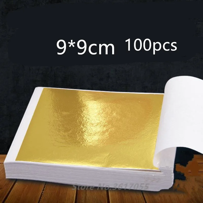 100 шт. 9x9cm крафт бумага для творчества имитация золотого серебряного медного