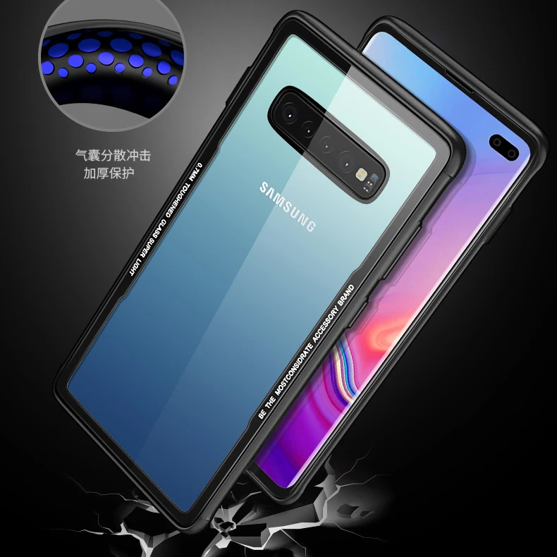 

For Samsung Galaxy S10 Plus Case Luxury Hard Tempered Glass Transparent protective Back Cover case for samsung s10e s10+ S10Plus