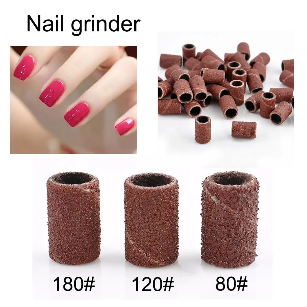 100 Pcs/Set Newly Nail Sanding Ring Grinding Head Polisher Essential