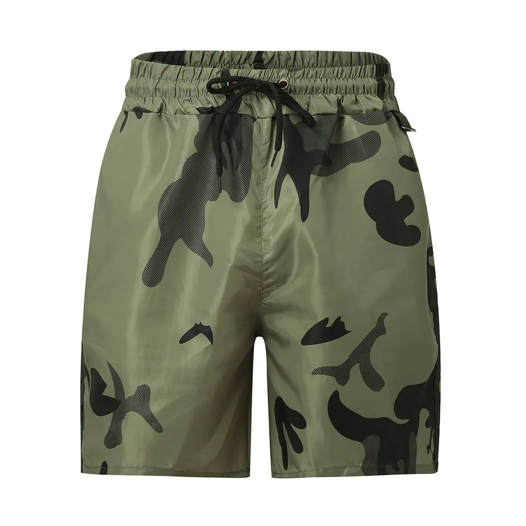 Hot Sale Men's Shorts Sports Camouflage Jogging Elasticated Beach Mid Waist Drawstring Short Boardshorts Fashion Brand - Цвет: Army Green