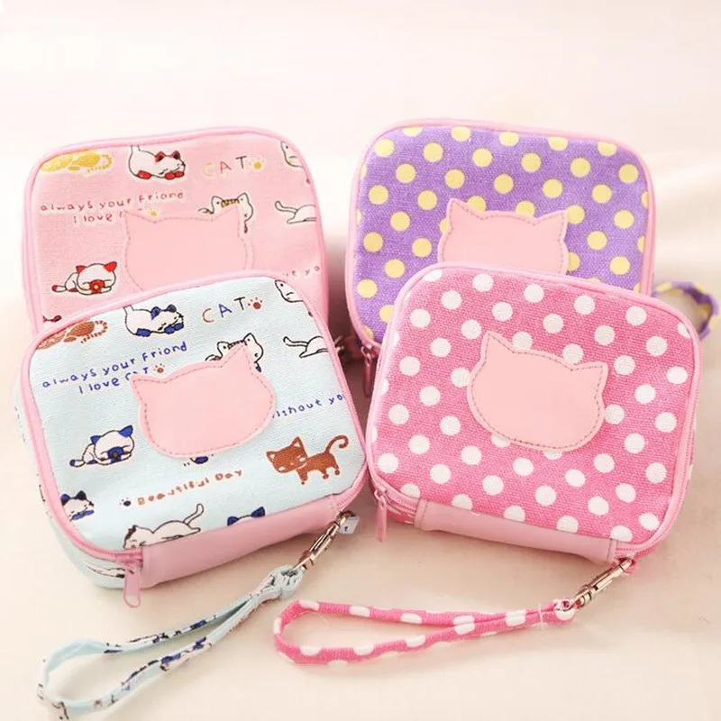 

Menstrual Pad Sanitary Pads Linen Cotton Bag for Panty Liner Reusable Bag for Mama Cloth Pads Coin Make Up Bag Makeup Tool Cute