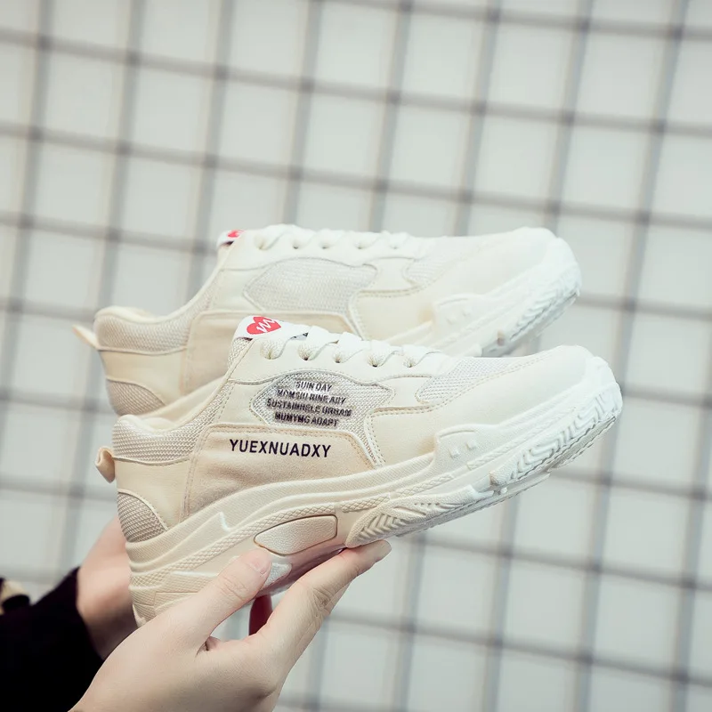 

Spring 2019 Korean Student Ins Sneakers for Women Running Shoes with Leather Upper Small White Shoes and Thick Soles for Women