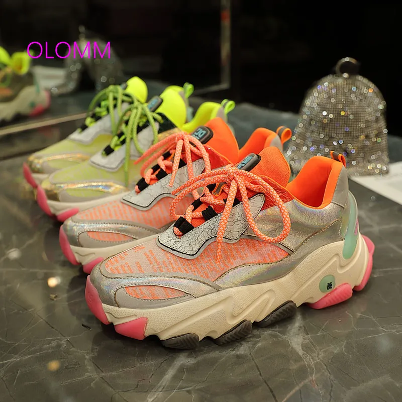 

2019 Chunky Sneakers Platform Women Multi Color Thick Sole Ladies Female Chunky Shoes Women Casual Platform Sneake