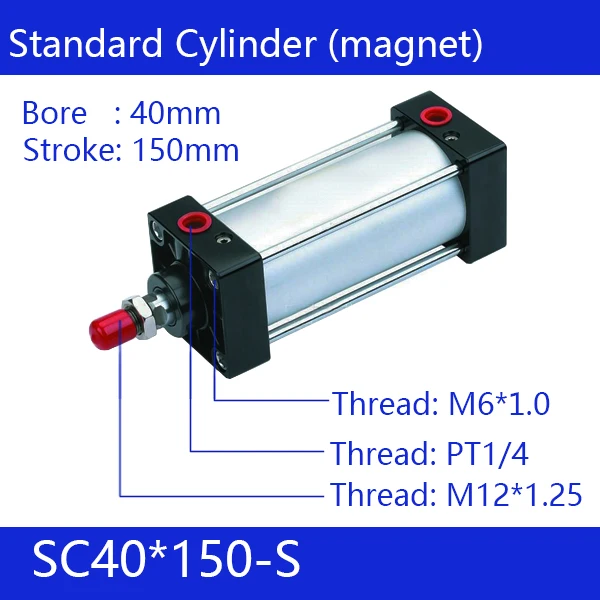 SC40* 150-S 40 мм диаметр 150 мм ход SC40X150-S SC серии Одноместный стержень Стандартный Пневматический воздушный цилиндр SC40-150-S