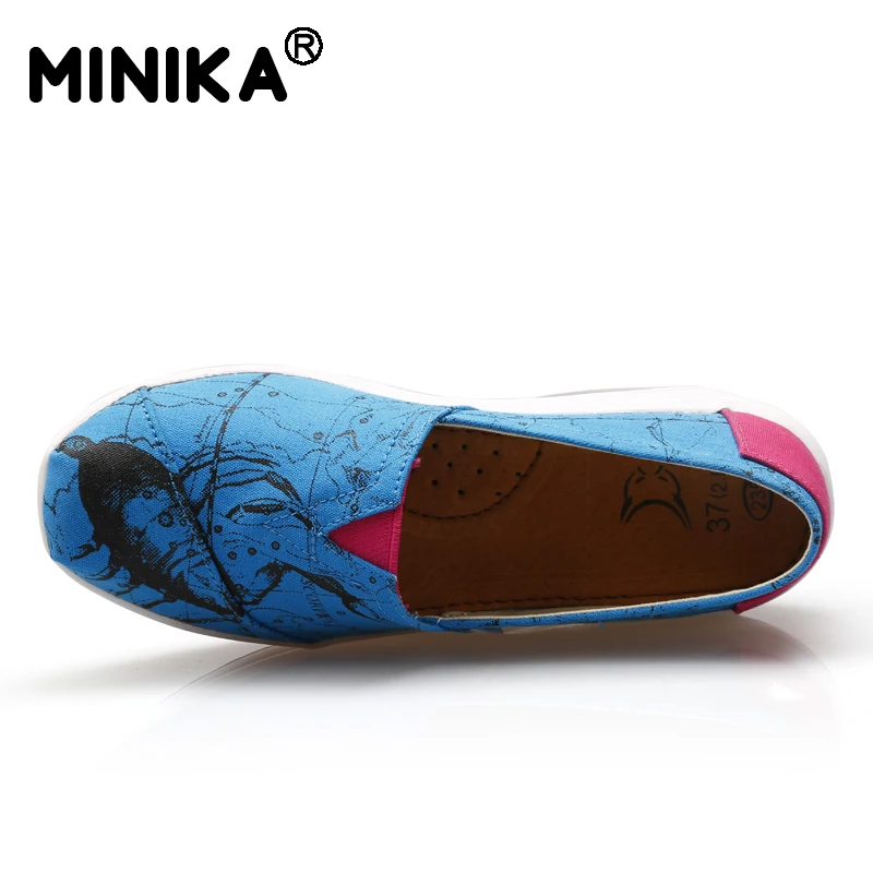 Minika/Женская обувь; женская парусиновая обувь на танкетке; Повседневная легкая обувь для ходьбы с воздушной подушкой; zapatos mujer