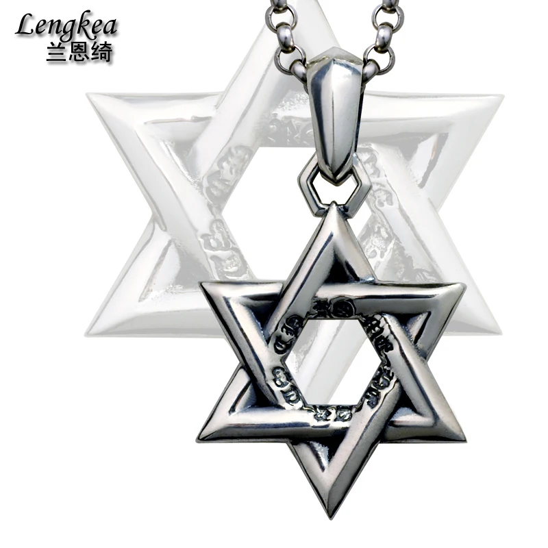 

Men choker 925 sterling silver necklaces hexagram suspension pendant men jewelry charms trinket silver collar necklace for men