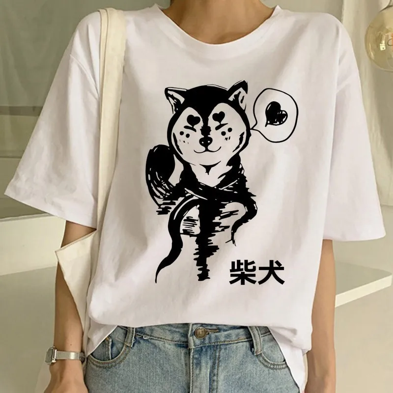 Shiba Inu футболка забавная Милая футболка с животными забавная графическая Корейская одежда Топ для женщин Ulzzang футболка Женские футболки Harajuku для женщин - Цвет: 817