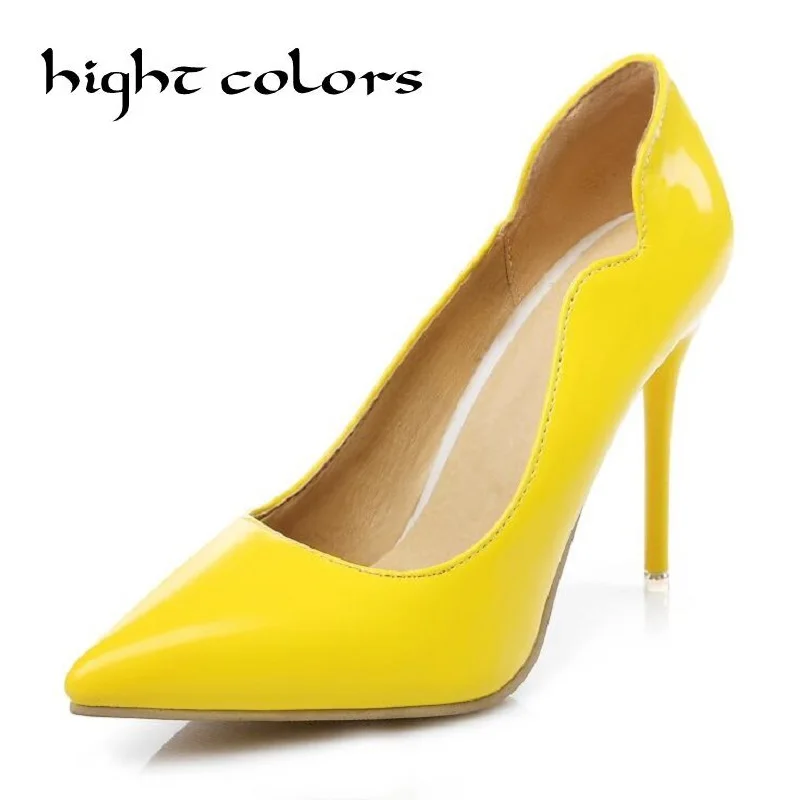 

Pluse Size 34-45 Women Pumps 2019 Sexy High Heels Pointed Toe Party Shoes Woman Wedding Office Pumps Red Yellow Zapato Mujer