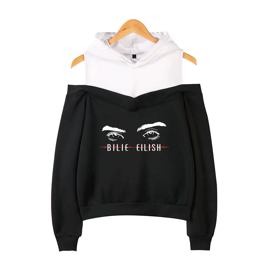 

Billie Eilish Printed in Women's Off-shoulder Hoodies 2019 New Exclusive Kpop Casual New Hoodies Soft Hoodies Sweatshirt