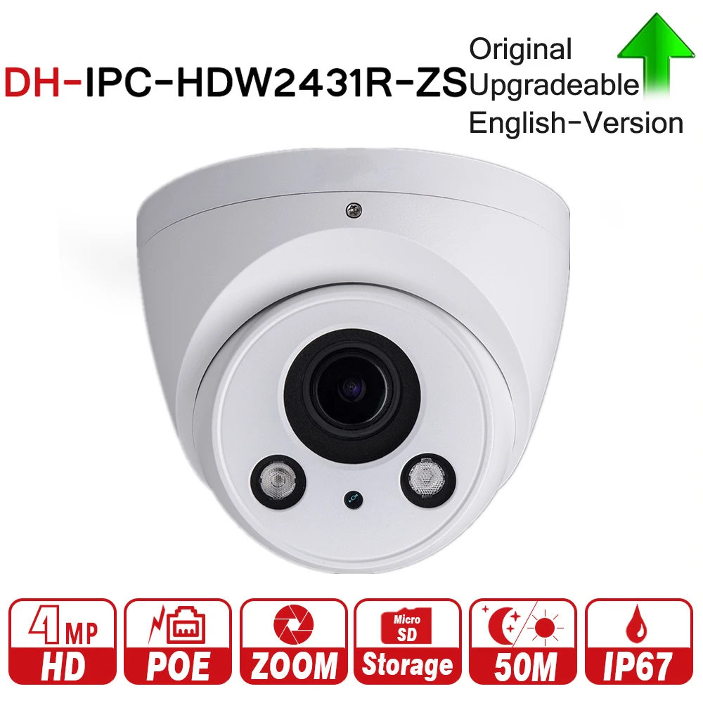 DH IPC-HDW2431R-ZS 4MP IR Eyeball Network IP Camera 2.7-13.5mm Varifocal Lens 50m IR Support Micro SD Card H.265 IP67 PoE DH IPC-HDW2431R-ZS 4MP IR Eyeball Network IP Camera 2.7-13.5mm Varifocal Lens 50m IR Support Micro SD Card H.265 IP67 PoE