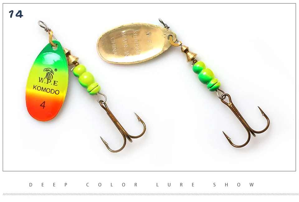 W.P.E Brand 1pcs Spinner Lure 6.5g/9.7g/13.4g Bass Fishing Bait Metal Spoon Lure Treble Hook Fishing Tackle Hard Lure CrankBaits