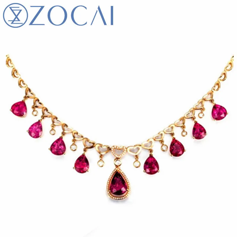 ZOCAI Топ Роскошная серия бразильский красный турмалин 15 0 CT с 45 бриллиантовые