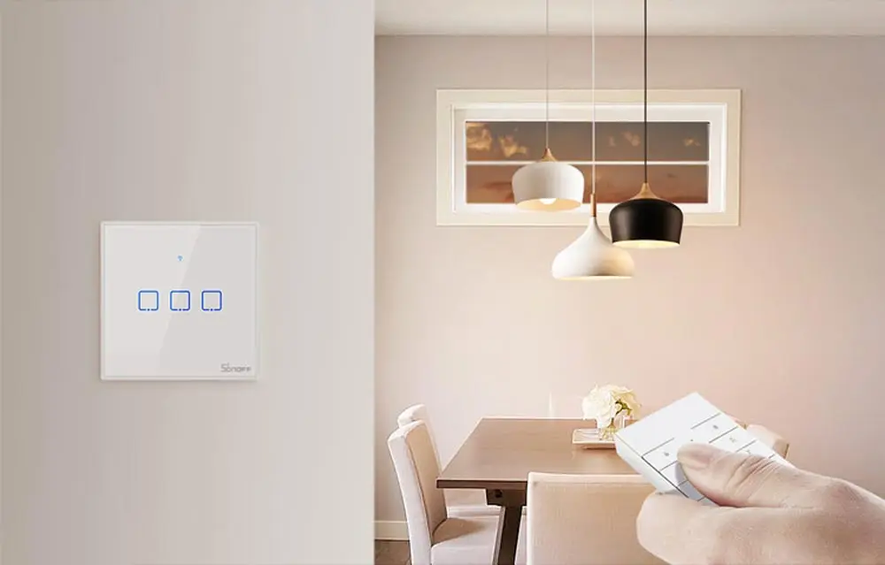 SONOFF T2EU TX Smart Wifi interrupteur tactile mural avec bordure Smart Home 1/2/3 Gang 433 RF/voix/APP/contrôle tactile travailler avec Alexa