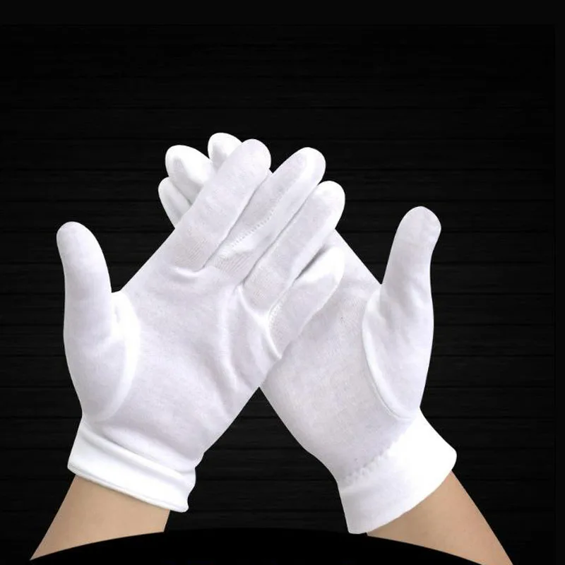 24 см белые защитные перчатки хлопковые рабочие защитные перчатки для сервировки/официантов/водителей Охрана труда этикет DST022