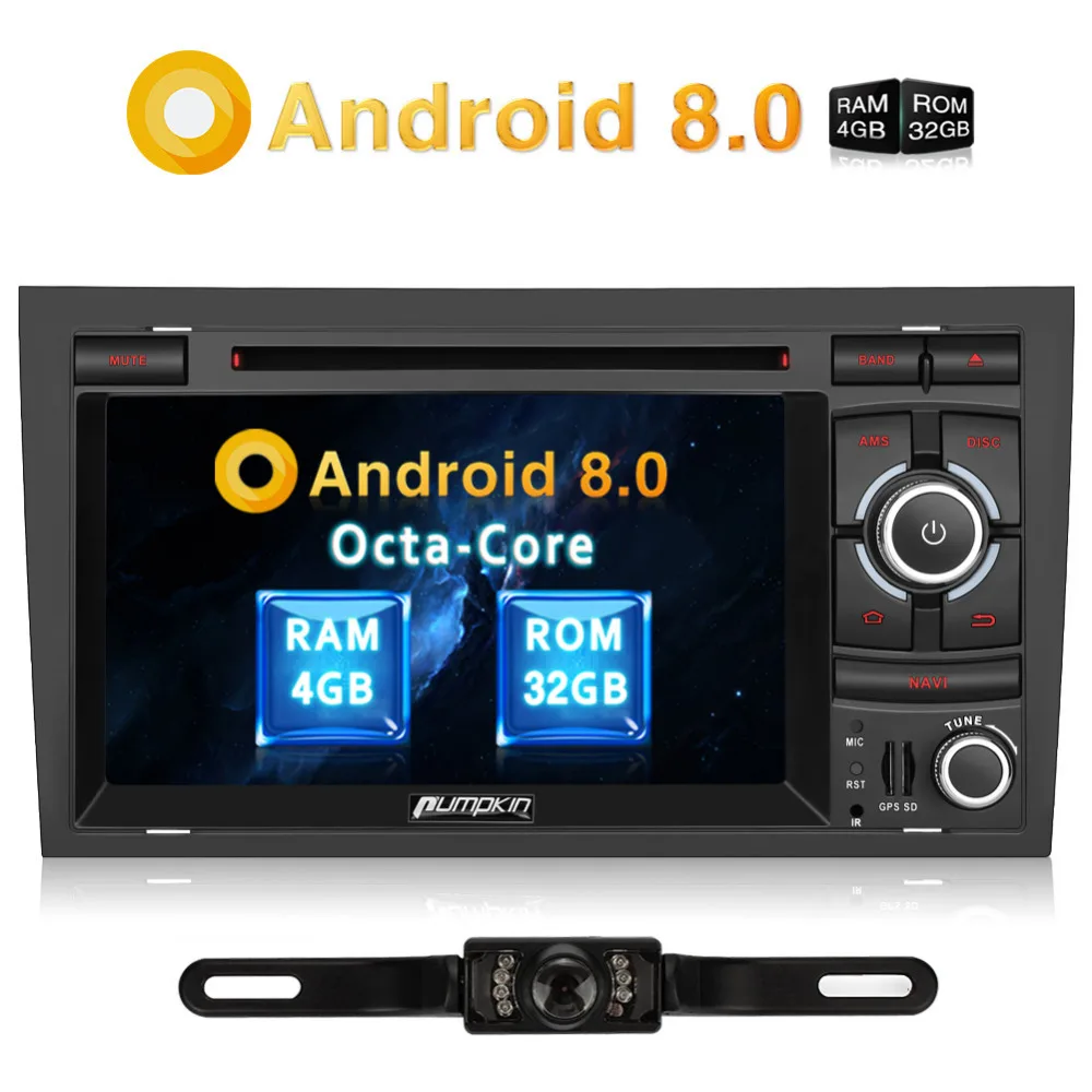 

Pumpkin2 Din 7''Android 8.0 Octa-core 4G RAM Car Multimedia DVD Player GPS Navigation Autoradio Car Stereo For Audi A4 2003-2008