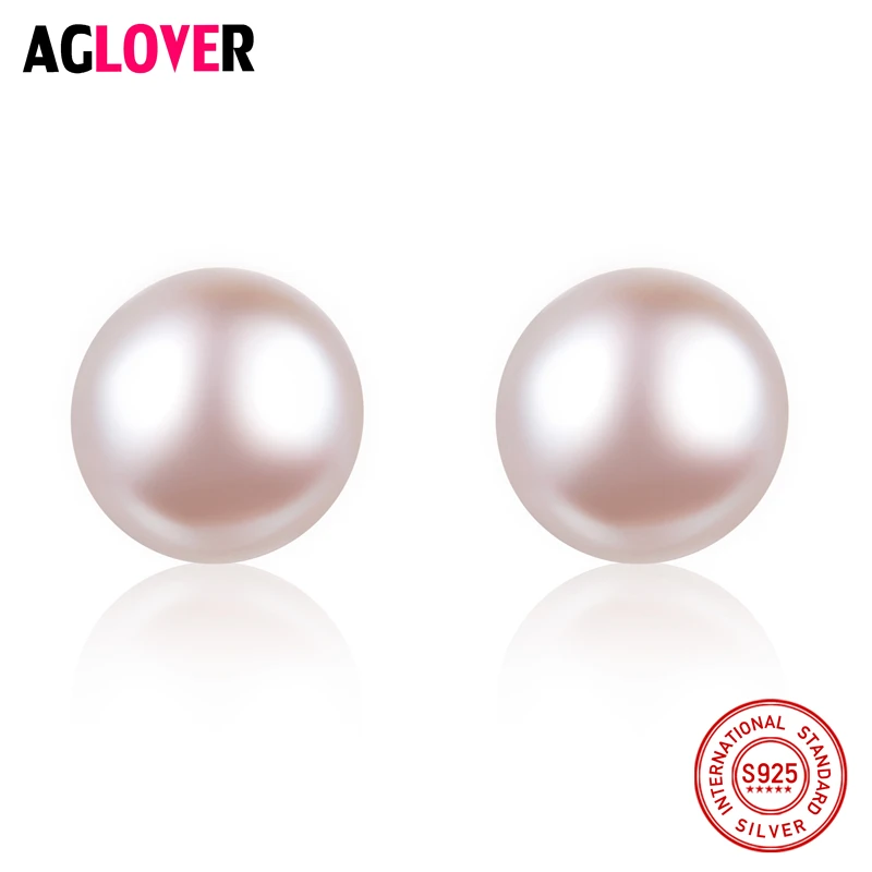 

Freshwater Pearl Stud Earring Clear Round 8mm White Pearl Jewelry 925 Sterling Silver Women Stud Earrings