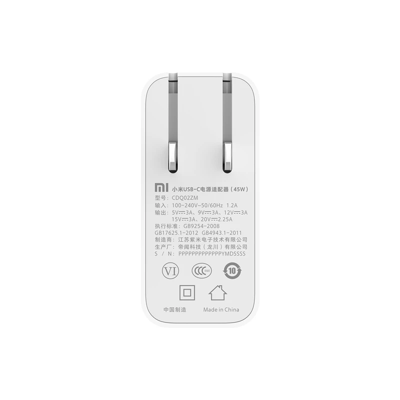 Оригинальное зарядное устройство Xiaomi Mi USB C 45 Вт (макс.) умный выход порт Type PD 2 0 QC 3 - Фото №1
