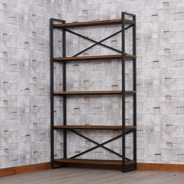 Loft American Vintage Wrought Iron Wood Bookcase Shelves Loft American Vintage Wrought Iron Wood Bookcase Shelves