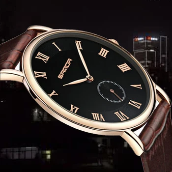 

Super slim Quartz Casual Wristwatch Business Geneva SANDA Brand Leather Analog Quartz Watch Men's Fashion Relojes Hombre 187