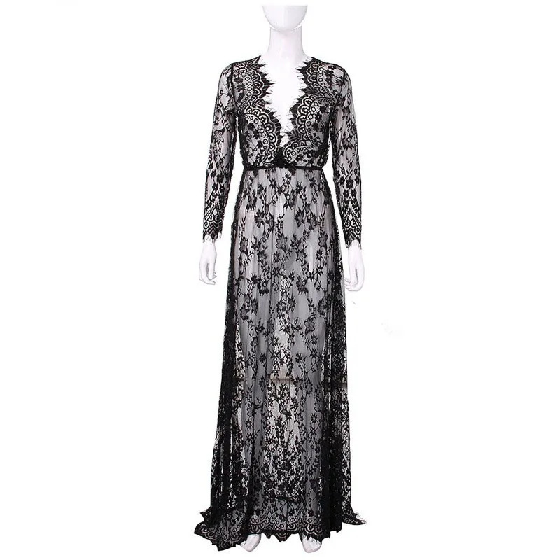 2017-Summer-Vintage-Style-Womens-Sexy-Lace-Embroidery-Maxi-Solid-White-Dress-Long-Sleeve-Deep-V (3)