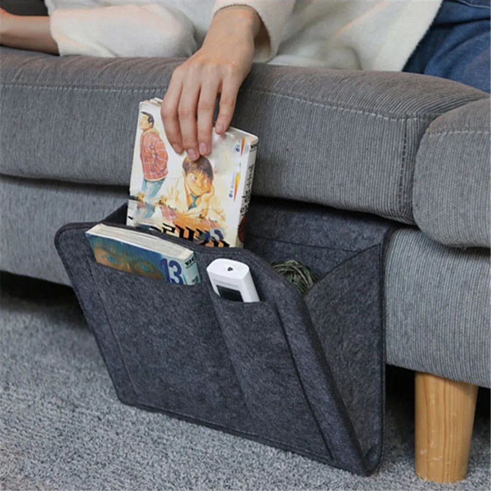 

Felt Bedside Storage Organizer Bed Desk Bag Sofa TV Remote Control Hanging Caddy Couch Storage Organizer Bed Holder Pockets