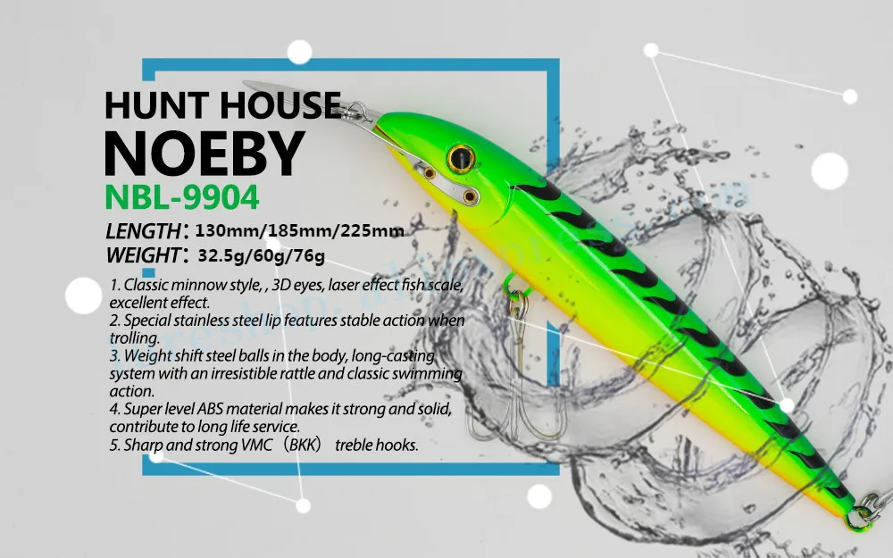 NOEBY большая блесна приманка 130 мм/185 мм/225 мм пластиковая жесткая приманка Iscas Artificiais Para Pesca Воблер Троллинг тунец морская Рыболовная Снасть