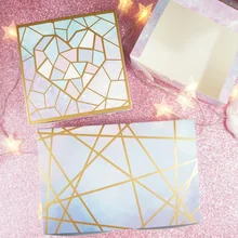 Новинка 2 размера золотая линия 10 шт Алмазный дизайн Макарон Подарочная коробка для шоколада Рождественский подарок на день рождения упаковка для свадьбы