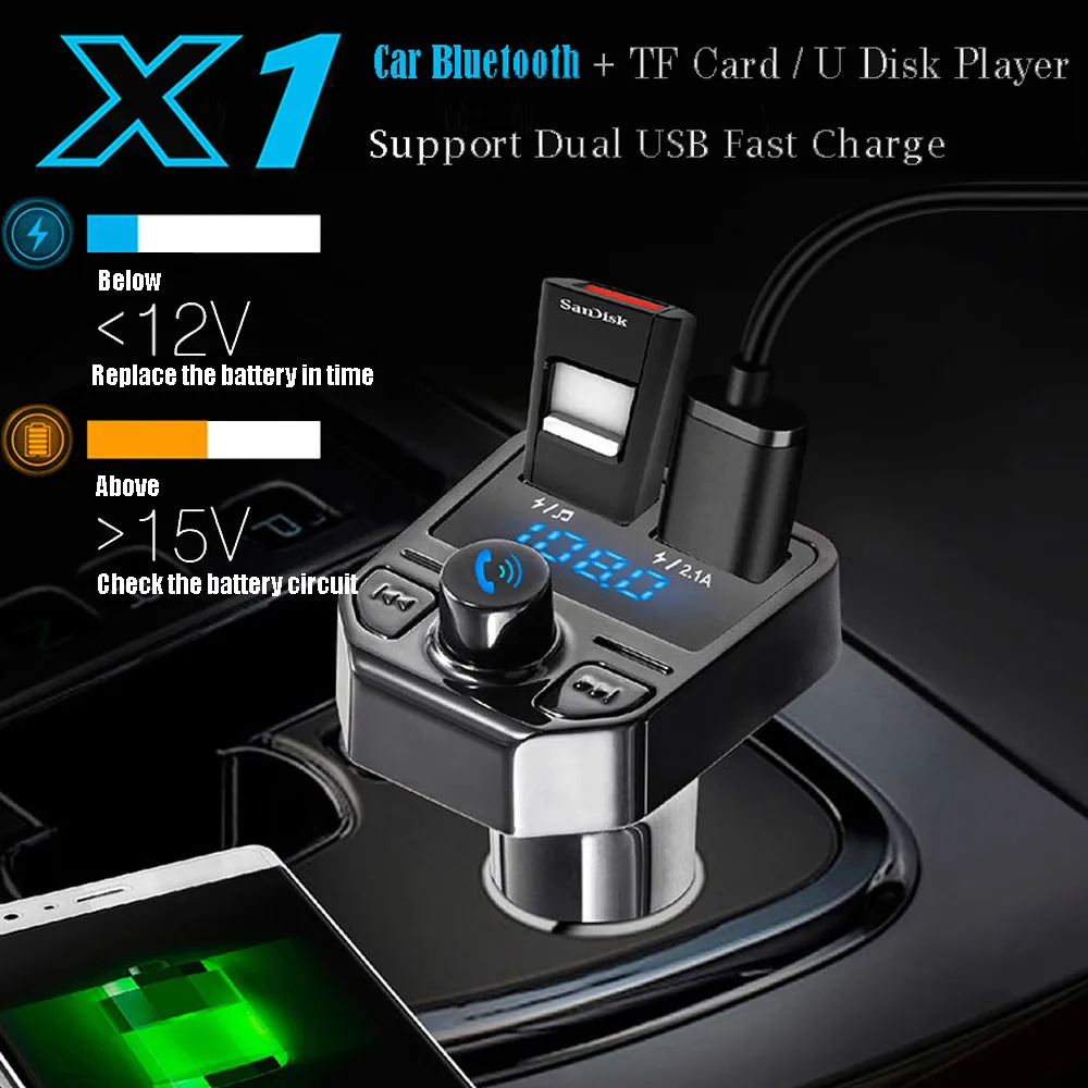 X1 автомобильный Bluetooth Hands-free fm-передатчик USB зарядное устройство MP3 музыкальный плеер