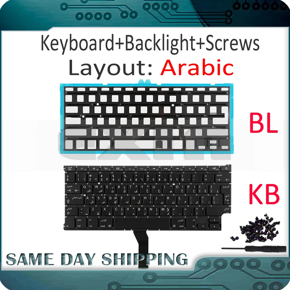 

New Laptop Keyboard Arabic for Apple Macbook Air 13" A1369 A1466 Arabic Arab Keyboard with Backlight Backlight 2011 - 2017 Years
