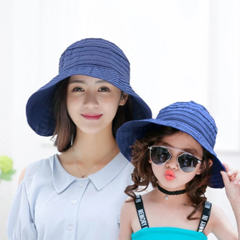 

Fashion uv summer sun hats for girls straw hat beach organza cap visors caps multipurpose foldable floppy child fisherman hat