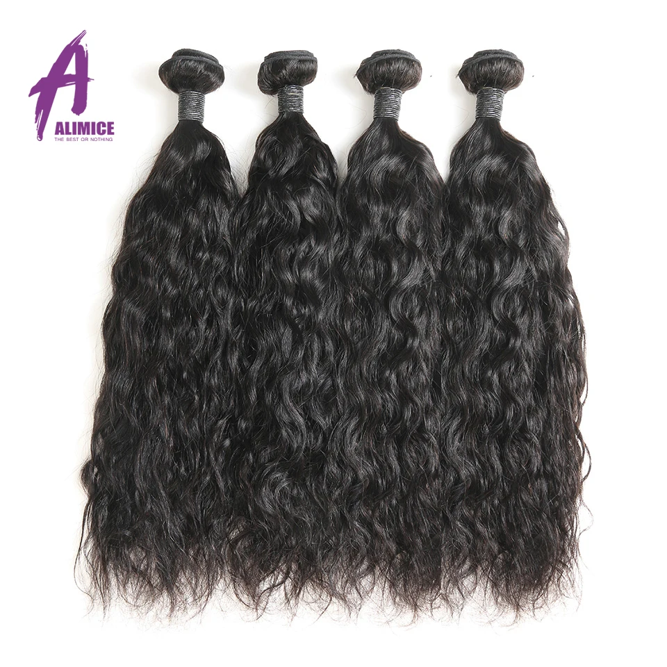 Alimice Hair Bundles Brazilian Wet And Wavy Human Hair 4 Bundles Deal 100% Remy Human Hair Weave Bundles 8-30inch Can Be Dyed (12)