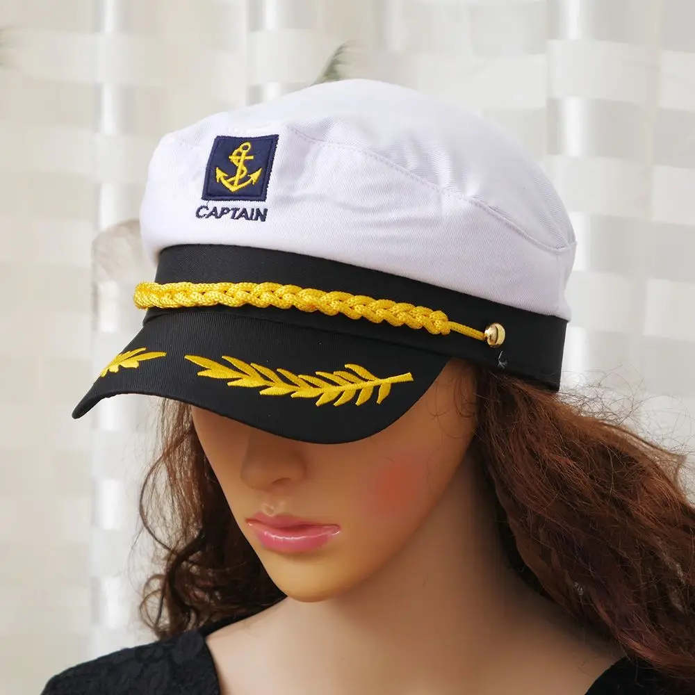 Винтажная белая Регулируемая Кепка для шкипера моряков, темно-синяя кепка для лодок, военная Кепка, Кепка Для Взрослых, нарядное платье, шапка унисекс
