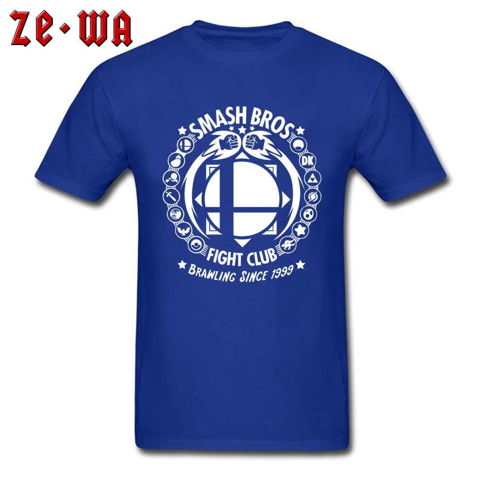 2018 Popular Men Tshirts Round Neck Short Sleeve 100% Cotton Hip hop Tops T Shirt Casual Tshirts Wholesale Super Smash Bros Fight Club 3719 blue