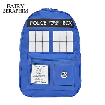 

FAIRY SERAPHIM Fashion Doctor Who Tardis backpack teenager rucksack work bags men Dr who student school bag