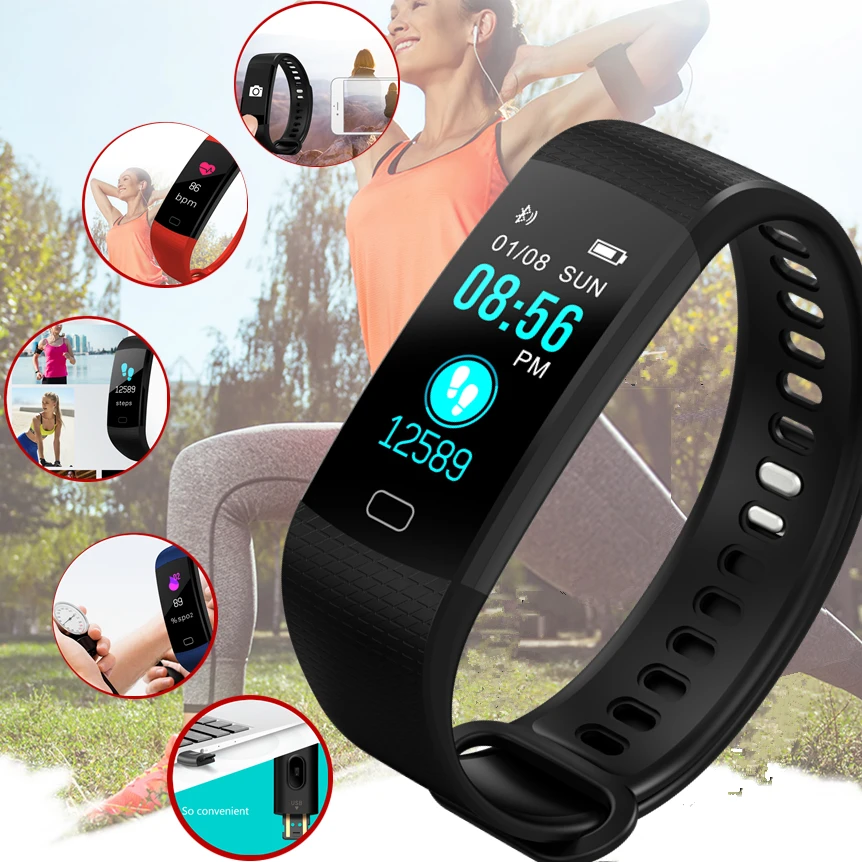 Sports Fitness Activity Pedometer Heart Rate Tracker Blood Pressure Smart Watch MNWT Brand IP67 Waterproof for IOS Android