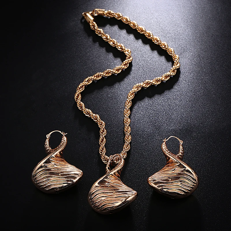 Ethlyn Модные женские комплекты ювелирных изделий Гипербола спиральный кулон ожерелье серьги Африканский ювелирный набор племя Свадебный хит