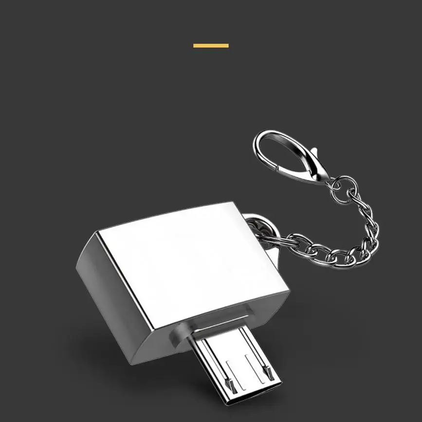 Металлический Micro USB Мужской к USB 2,0 Женский Адаптер конвертера OTG с брелок адаптер для мобильного телефона аксессуары